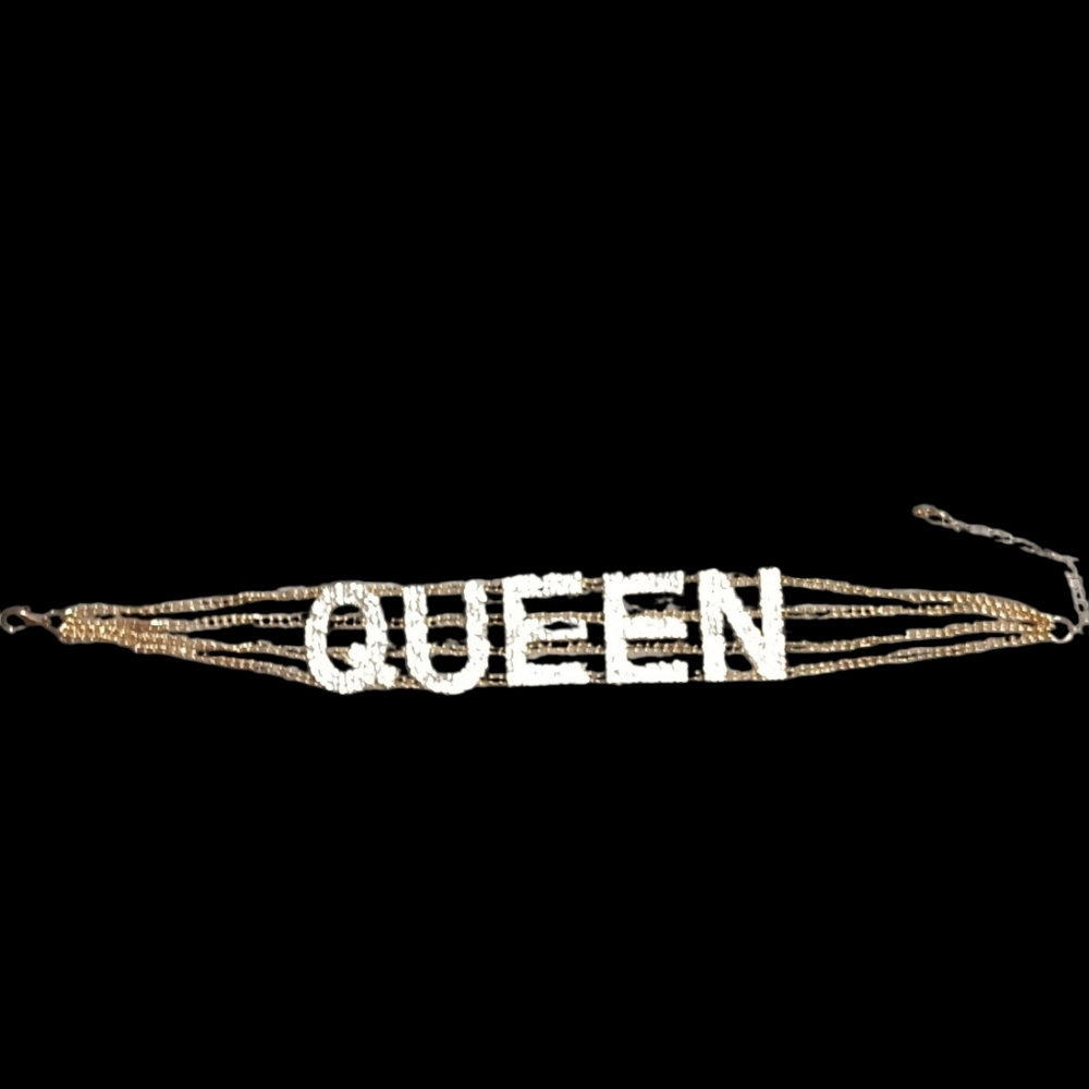 'QUEEN' Rhinestone Choker